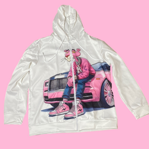 🎀 Pink Panther 🎀 White Pink and Blue Zip Up Hoodie NWT